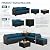 Valita Patio Furniture Set with Storage Box 5 Pieces Black Wicker Outdoor Couch Sectional with Glass Table and Non-Slip Cushions and Furniture Covers, Peacock Blue