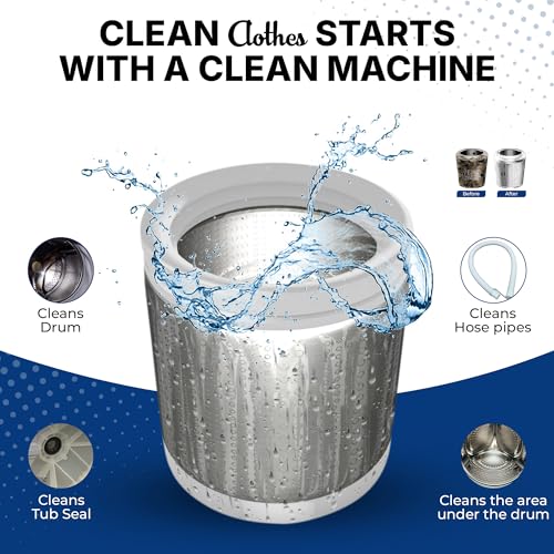 Image of Washing Machine Cleaner Tablets - 24-Pack Deep Cleaning & Descaler for HE, Front Load & Top Load washer cleaner tablets, Septic-Safe, 12-Month Supply