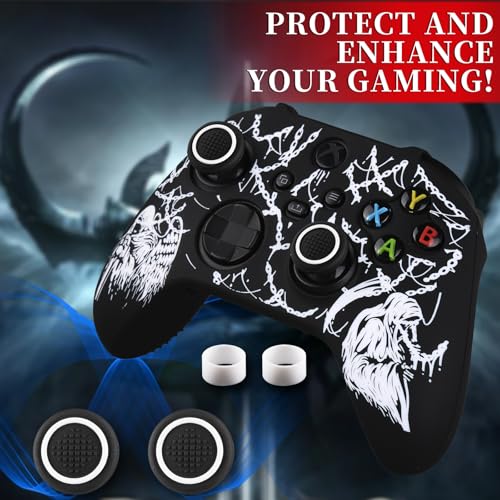 Image of YoRHa Non-Slip Silicone Cover for Xbox Series X /S Controller with Thumbstick Caps x 2 & Sticker x 1(Angel Death)