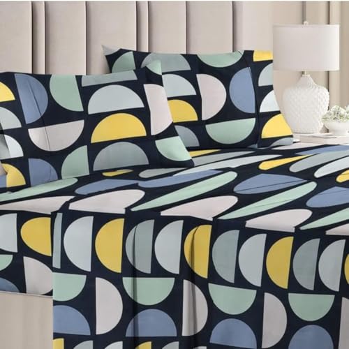 Image of Jashan Glace Cotton All Around Elastic Fitted Elegent Self Flower Print Queen Size Double Bed Bedsheet with 2 Pillow Covers Fits Upto Mattress of 10 Inches,Size - 72 x 78 x 10 Inches - Multi