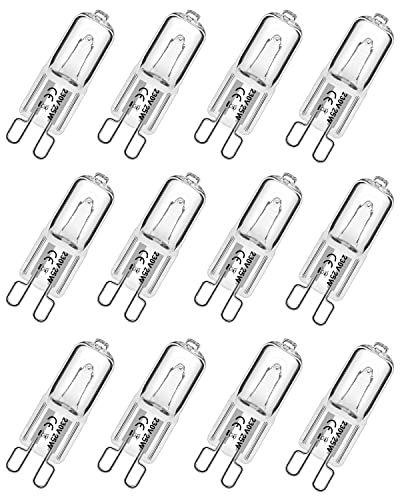 Simusi G9 Halogen Bulbs 25W Dimmable Capsule Bulbs Warm White 230V 2700K Non-Flicker 12 Pack