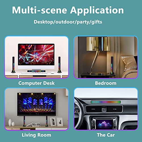 Yuearn 2Pcs Sound Control Rhythm Lights, Music Rhythm Lamp, Black Rgb Led Lights, Rechargeable Wireless Voice Led Ambient Lights, With 8 Modes Music Sync, 32 Bit Audio Spectrum Light For Car Gaming #TOP5