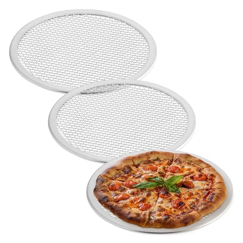 OCS Parts 3-Pack 8-Inch Aluminum Pizza Screen | Commercial Grade Pizza Tray Screen for Home Cooking, Pizzerias and Restaurants