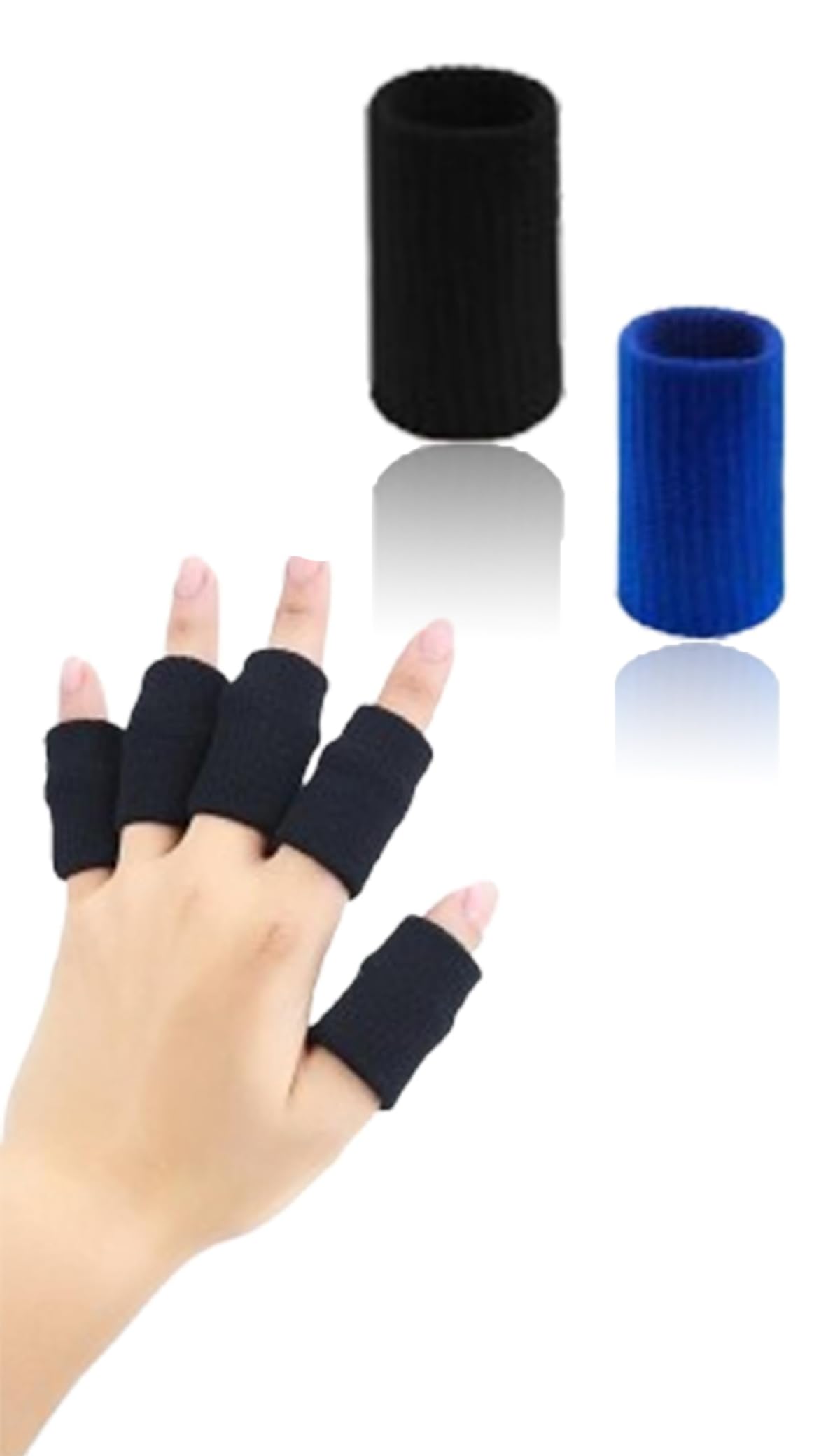 Sweet seven 20 PCS Finger Sleeves Protectors - Sport Finger Splints & Thumb Brace Support - Elastic Thumb Sleeves for Pain Relief, Arthritis, and Trigger Finger (Blue Black)
