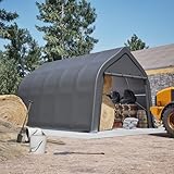 YOPTO Anti-Snow 13x20 FT Carport,Grade Heavy Duty Portable Garage Canopy with Steel Frame & Vented Roof,Waterproof Outdoor Storage Shed W/Removable Double-Zipper Doors,for Vehicle, Boat,RV,Grey