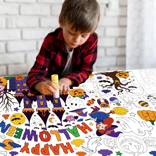 Eiapadeor Halloween Crafts Colouring Poster Tablecloth, 71 X 30 Inches ...