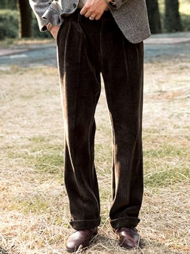 Men's Corduroy Casual Pant Comfort Stretch Elastic Waist Classic Fit​​ Dress Pants​​ Work to Weekend Pants2