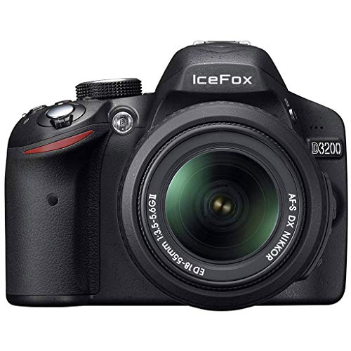 IceFox D3200 SLR-Digitalkamera (24 Megapixel, 7,4 cm (2,9 Zoll) Display, Live View, Full-HD) Kit inkl. AF-S DX 18-55 II Objektiv schwarz