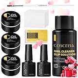 COSCELIA Kit de U-V Gel Uñas de 3PCS Gel de Extensión de Uñas 15ML de Uñas con 30ML Slip...