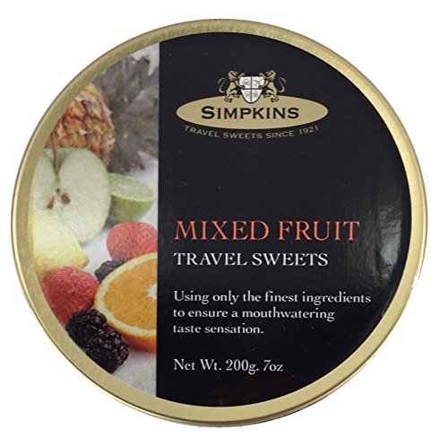 Simpkins Travel Sweet, Mixed Fruit Drops, One 200g Tin