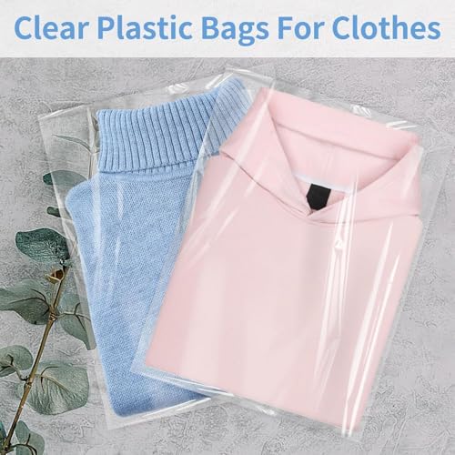 Image of RAAHII 100 piece Plastic packing Transparent Sealable Poly Bags For Saree suit shirt jacket Clothes cover storage in wardrobe Clear Dust & Moisture Resistant Clothing Covers