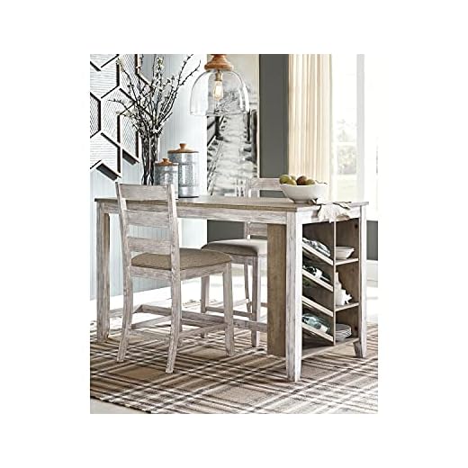 Farmhouse Rectangular Counter Table with Wine Rack