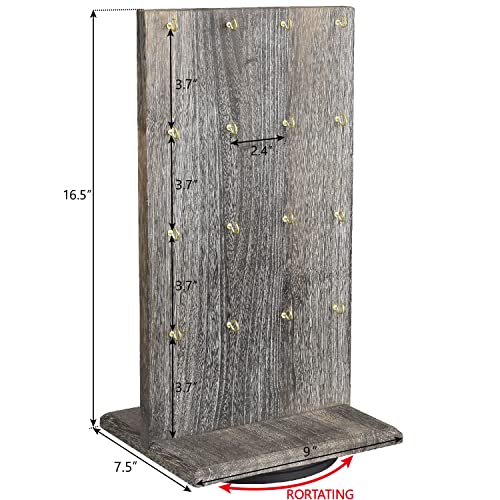 image for Ikee Design Wooden Rotating Two-Sided Jewelry Display Stand, Rotating 