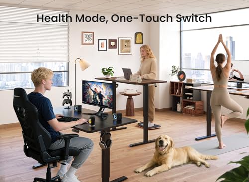 Image of BANTI 40 x 24 Inches Standing Desk, Ergonomic, Electric Height Adjustable, Sit and Stand Up, Computer Office Desk with Splice Board, Black Frame /Black Walnut Top