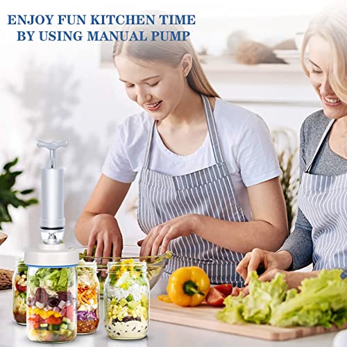 Image of Mason Jar Vacuum Sealer Kit with Accessory Hose for Wide and Regular Mouth Jars, Manual Portable Vacuum Pump and Lid Opener