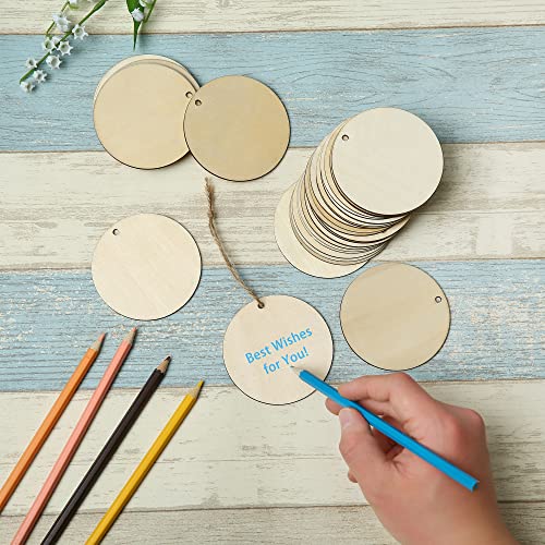 101 Pcs 3 Inch Unfinished Wood Circles Wood Circles For Crafts With Holes, Blank Wood Sign, Round Wooden Circles For Diy Crafts, Painting, Staining,Coasters,Home Decorations #TOP3