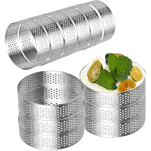 Reviews de Anillos para tartas que puedes comprar esta semana. 41 DATANYA - Paquete de 12 anillos de tarta, anillo de tarta perforado, anillos de acero inoxidable para tartas de 4 pulgadas, moldes redondos de mousse para hornear, cocinar postres,...