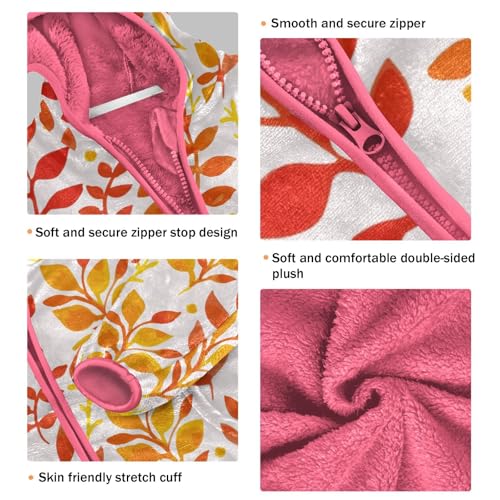 OTVEE Autumn Leaves Kids Hoodie Jacket Fall Spring Full Zip Warm Outwear Coat3