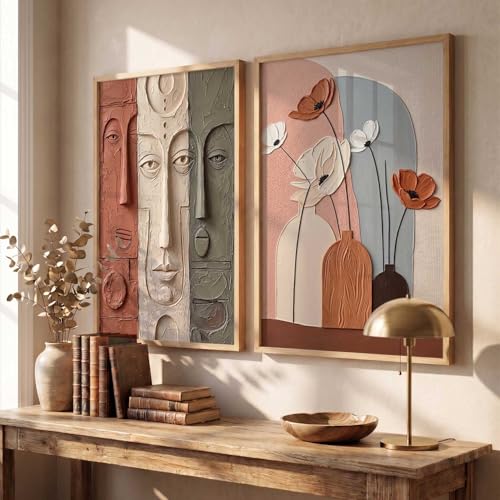kotart BOHO Art Wall Painting Home Decoration With Frame For Living Room Bed Room Hotel Wall Decor Digital Reprint Engineered Wood Set of 2 (13X17 INCH)