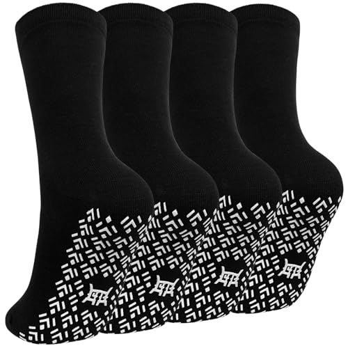 Image of Artfasion Non Slip Grip Socks Men: Fall Prevention Hospital Seniors 9-15 | Grippy Seamless Breathable Cotton Crew Socks for Pregnant Home Walking On The Floor