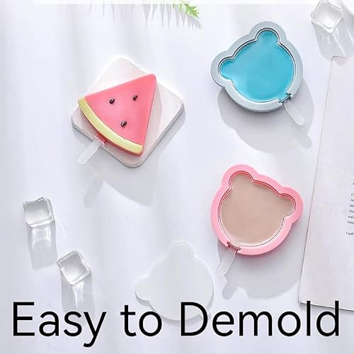 Miniatura 2 de Juego de 4 moldes de paletas de silicona, 1 pieza para hacer paletas de helados, moldes de helado congelados, accesorios de cocina, fácil