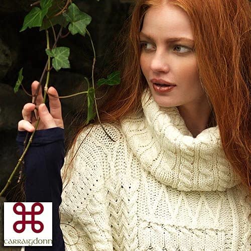 100% Irish Merino Wool Patchwork Aran Cowl Cape, Natural, One Size3