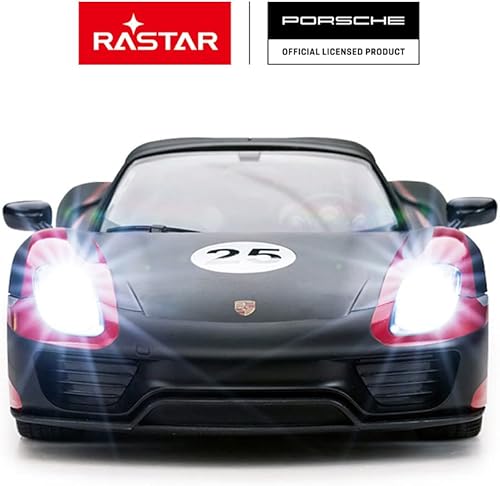 Miniatura 2 de RASTAR Porsche RC Car, 1:14 Porsche 918 Spyder RC Car | Coche de juguete Porsche para niños - Negro