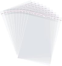 OPP Bags, A4 Size, Self-Adhesive Tape, Transparent, 13.4 x 8.7 inches (34 x 22 cm), Crystal Pack, Wrapping Bags, Plastic Bags, Multi-purpose, For Storing Clothes, Documents, Small Items, Packing