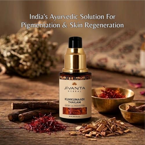 Image of Jivanta Kumkumadi Thailam Face Oil | India's Best Ayurvedic Solution for Pigmentation, Anti-Aging & Dark Spot Reduction | Ayurvedic Face Serum with Saffron & Turmeric | 30ml