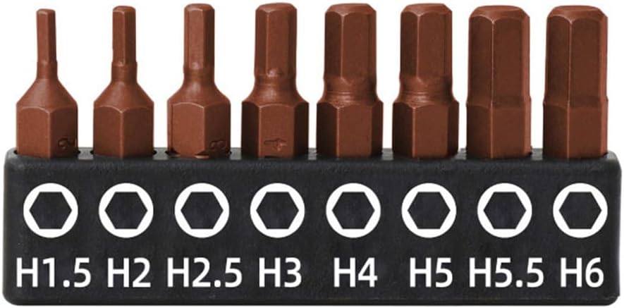 8-Piece 1/4 Inch Metric Hex Bit Set 1.5mm 2.0mm 2.5mm 3.0mm, 4.0mm, 5.0mm, 5.5mm, 6mm