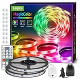 [2 Métodos de control]: La tira LED RGB puede controlar con el control remoto infrarrojo IR de 20 teclas desde un cómodo sofá o cama (ajuste el modo de iluminación o el modo de música), o presione la caja de control de 3 botones ( explorar 8 modos de iluminación dinámica, encender / apagar, entrar / salir del modo de música).