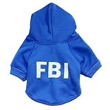 Rdc Pet Fleece Dog Hoodies, Apparel,'FBI' Luminous Patterns Basic Hoodie Sweater, Cotton Jacket Coat for Small Dog & Medium Dog & Cat (S, Blue)