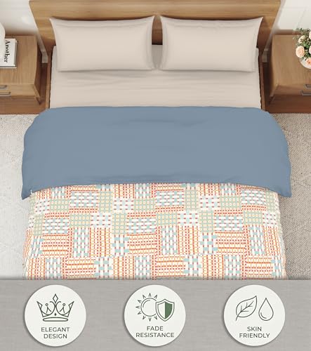 Image of Welspun Arlo Double Bed Quilt Comforter, 2-in-1 Reversible, Lightweight AC Quilt Blanket, Soft Breathable Microfiber for All Seasons & Winter Use, 200x200 cm Double Bed Quilt, Coral Almond