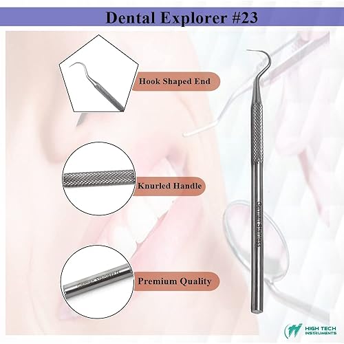 Miniatura 2 de Dental Probe Explorer #23 - Placa de herramientas reutilizable de acero inoxidable y removedor de sarro, extremo en ángulo adecuado para uso