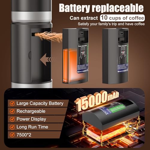 Innopower 3-in-1 Tragbare Kaffeemaschine mit Herausnehmbarem Akku, 20 Bar Hochdruck Extraktion, Schnelle Selbstheizung, Espressomaschine mit Digitalanzeige, Kompatibel mit KaffeeKapseln 2