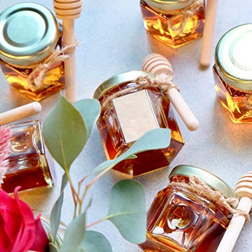 image for Rormket 1.5oz Glass Hexagon Honey Jars Red Lids, Extra Wooden Honey Di