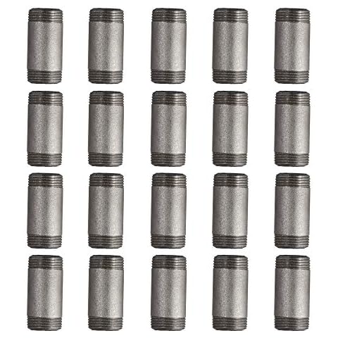 BSP 3/4 Inches x 2 Inches Sandblasted Dark Gray Pipe Nipples, Carbon Steel Iron Pipe Nipples and Fittings,for DIY Vintage Furniture,20 Pack Cover