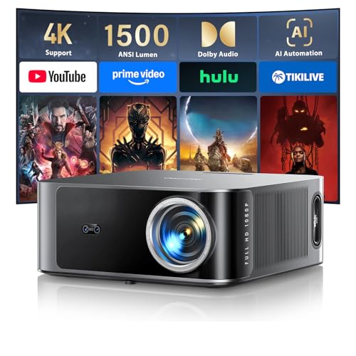 Image of [1500 ANSI/36W Dolby Audio/APPs]Smart-Projector-4K with WiFi6 and 2Way Bluetooth, AI Auto Focus Projector with Native 1080P, HDR10, TOPTRO X9 Outdoor Movie Proyector Compatible with Phone/TV Stick/PC