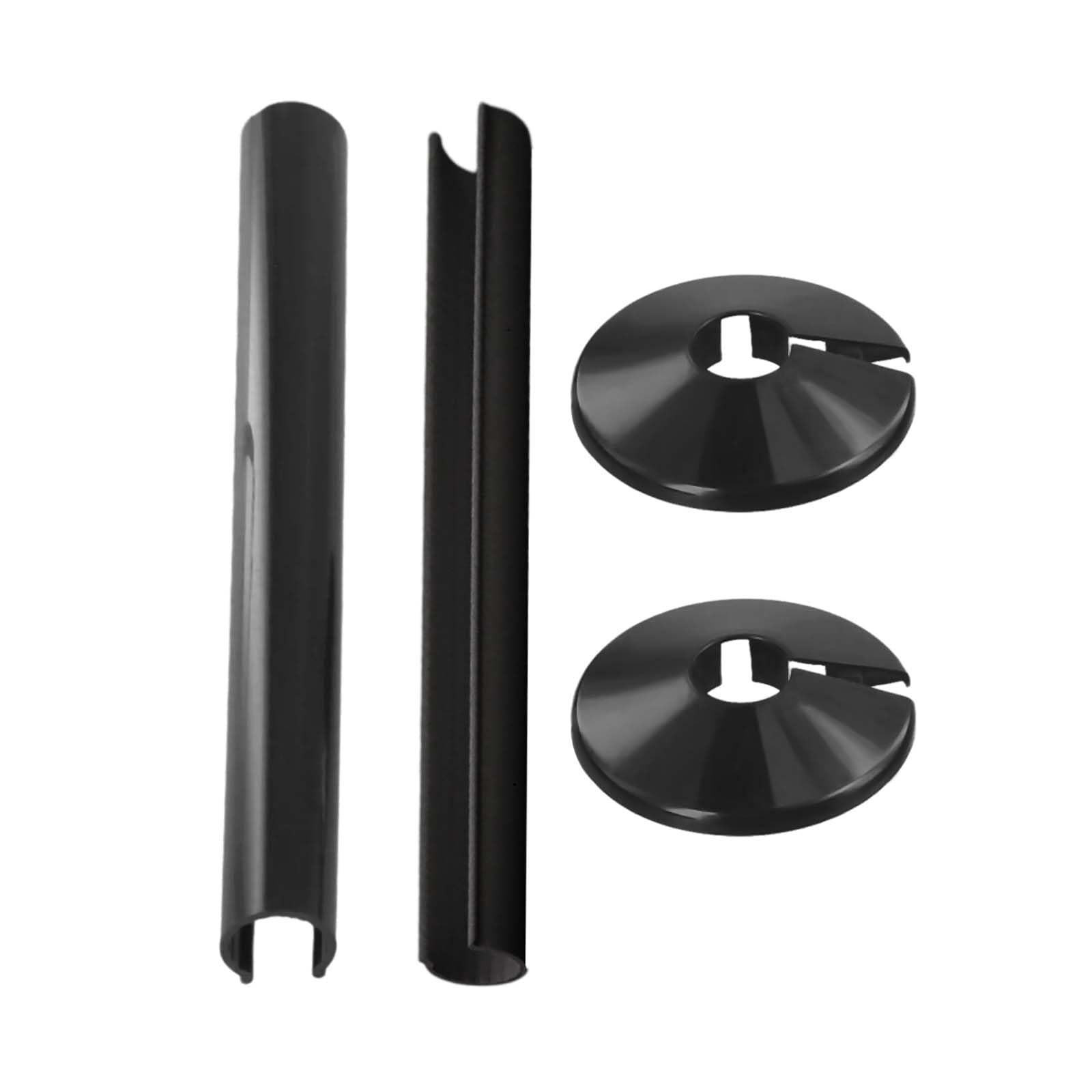 2Pcs Radiator Pipe Cover Set, Radiator Pipe Sleeves 16mm X 200mm, Central Heating Clip On Covers & Collars, Decorative Floor Tubes Concealer Trim (Black)