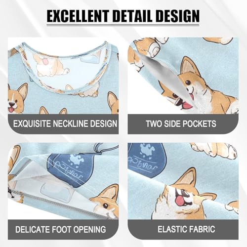 senya Yellow Puppy Eat Summer Pajamas Set Short Cotton Sleepwear 2 Piece4