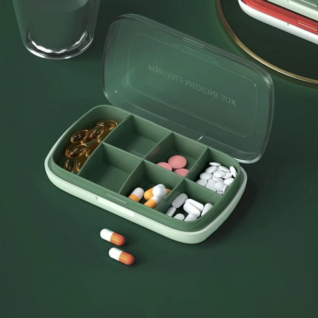 Arodiya Enterprises 7 Days Pill Box, Pocket Size Medicine Organizer Storage Box with 4 Daily Compartments, Weekly AM/PM Pill Case with 4 Times a Day - 1 Pc (Multicolour)