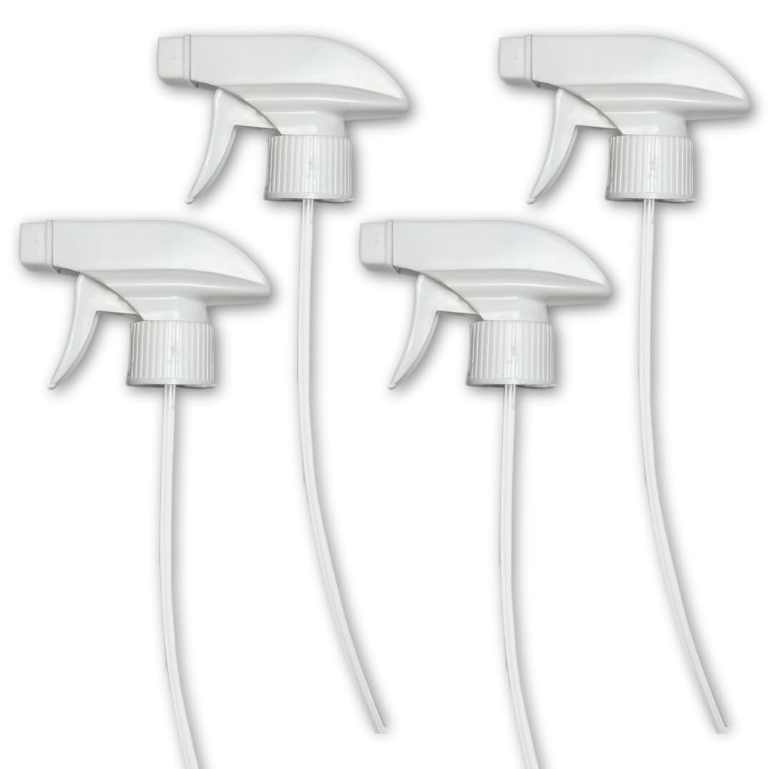 Serious Soil 4-Pack White Trigger Sprayers - Heavy Duty Dual Misting and Stream Spray Bottle. Perfect Sprayer Head Replacement for 8oz,16oz, or 32oz Spray Bottles for Home, Kitchen, Garden and Office