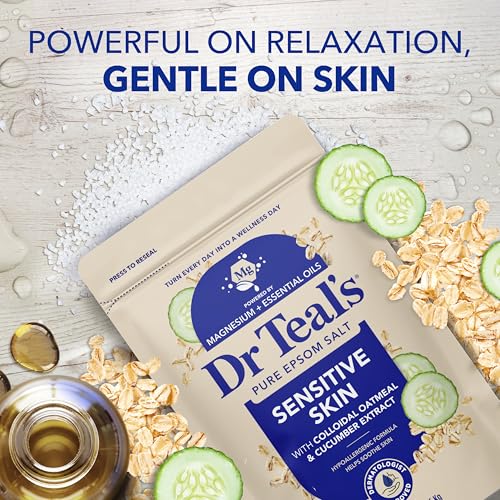 Dr Teal's Epsom Salt Magnesium Soak, Sensitive Skin with Colloidal Oatmeal & Cucumber, 3 lbs (Pack of 4) - image 4