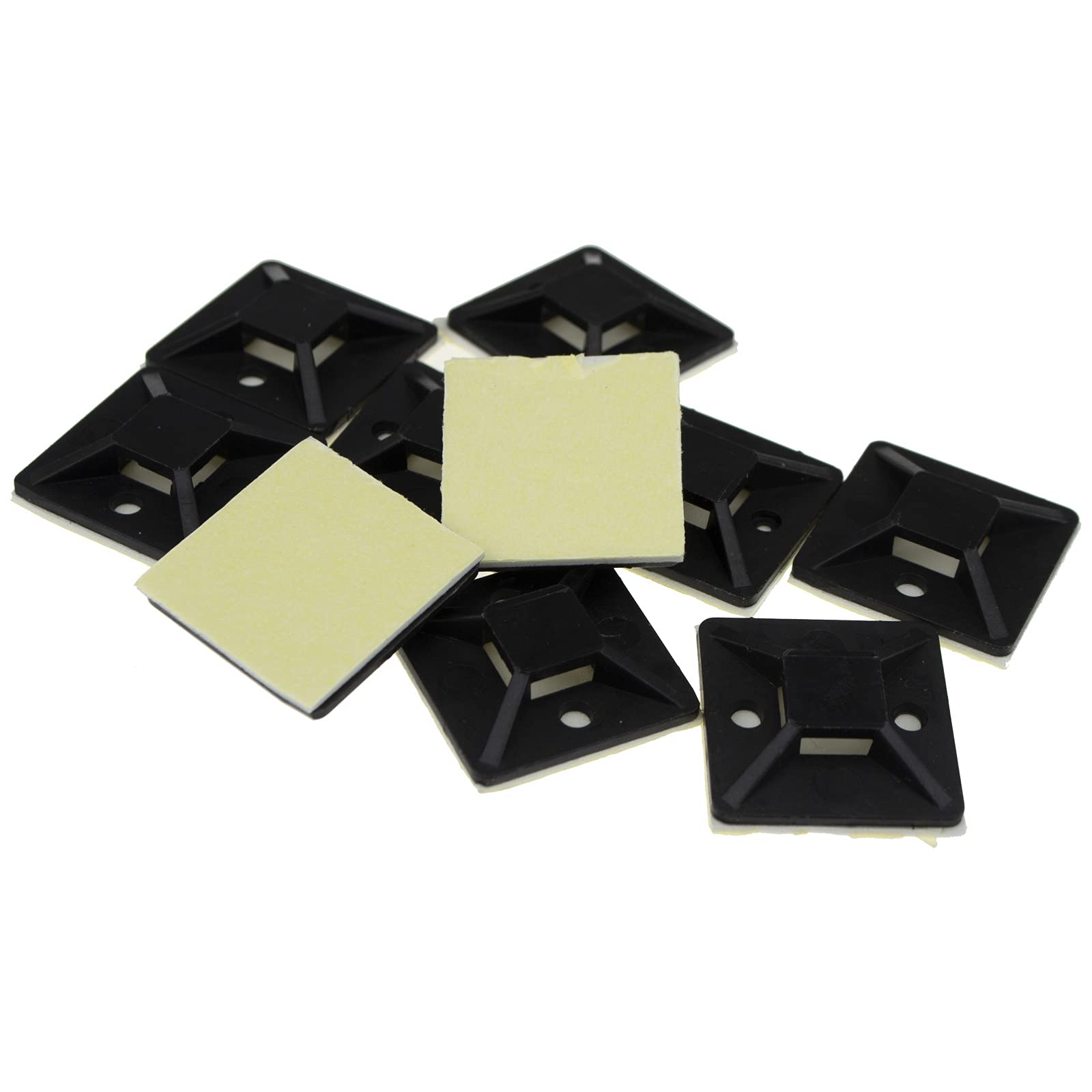 Entie Black Cable Tie Base 30Mm X 30Mm Self Adhesive [10 Pack] [10 Pack : 30Mm] Medium