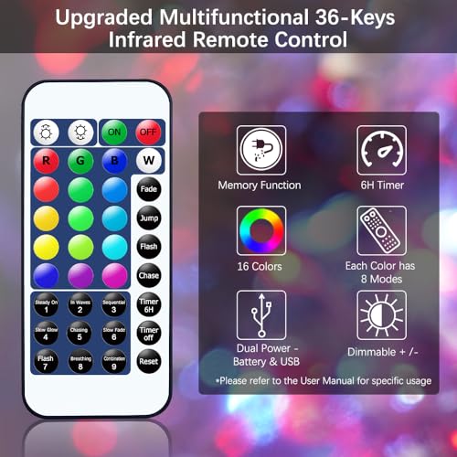 OMIKA LED Fairy Lights 33ft 100 LEDs Battery Operated String Lights, Waterproof Multi Color Changing Fairy Lights with Remote for Indoor Outdoor Patio Wedding Party Christmas Bedroom Decoration