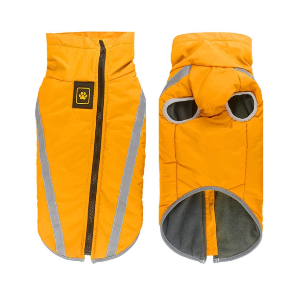 FEimaX Dog Coat Waterproof Windproof Pet Warm Jacket Outdoor, Puppy Reflective Adjustable Outfit Vest Cold Winter Clothes for Small Medium Large Dogs - Soft Fleece Cotton Lined, with Harness Hole