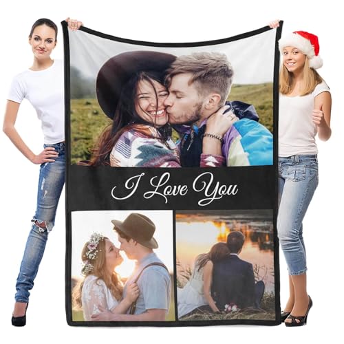 Custom Blanket with Photo, Customized Blanket, Personalized Picture Blankets, Customizable Blankets, Personalized Anniversary Birthday Gifts for Women Men Her Him Couple