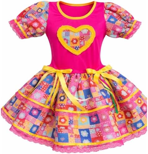 Vestido Festa Junina Caipira São João Quadrilha Infantil Rosa Beb...