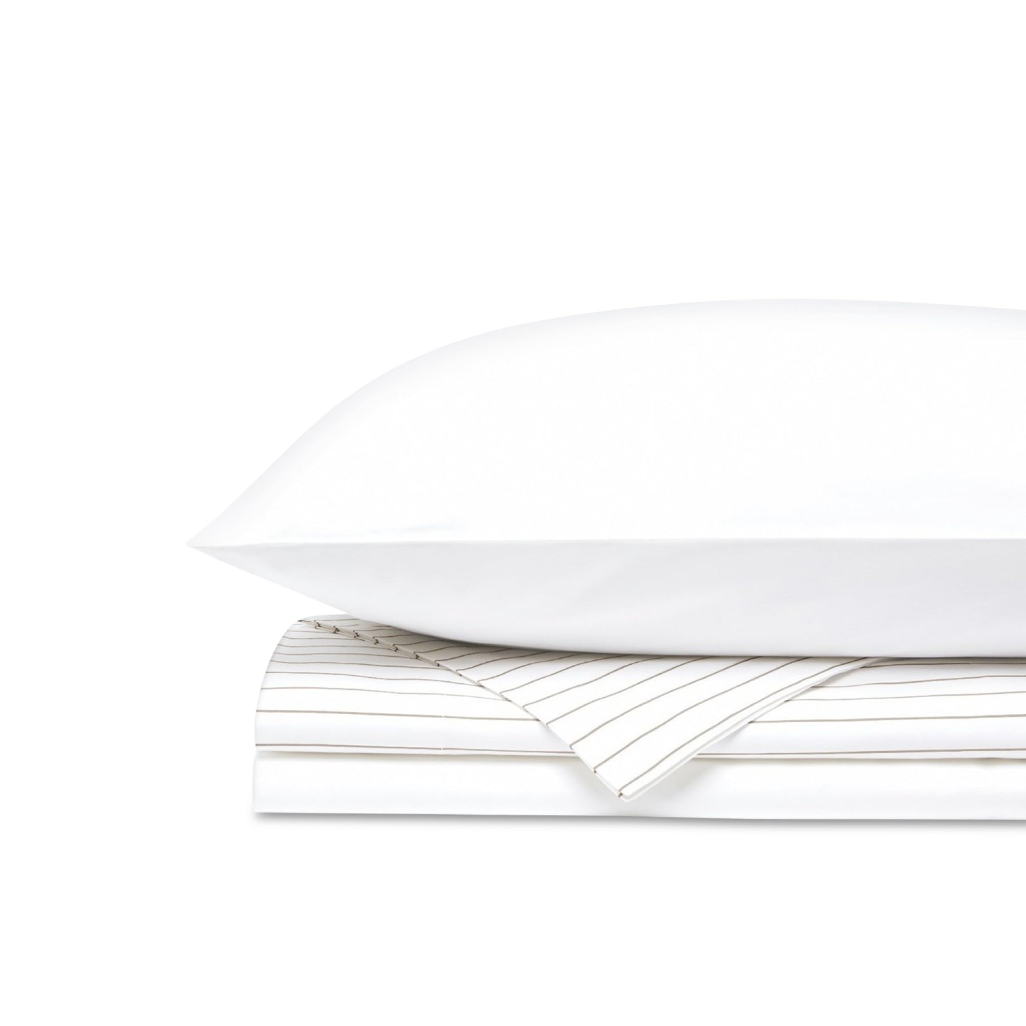Portofino Percale Sheet Set Queen Graphite 280 Thread Count Luxury Cotton Sheets with Pinstripe Pattern Includes 1 Flat