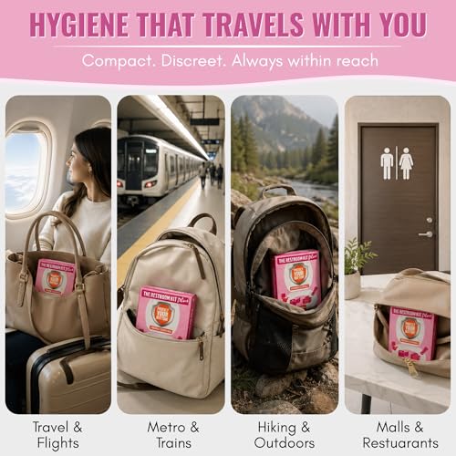 Image of The Restroom Kit Plus, All in 1 Hygiene Travel Kit for Women, 12 Pack